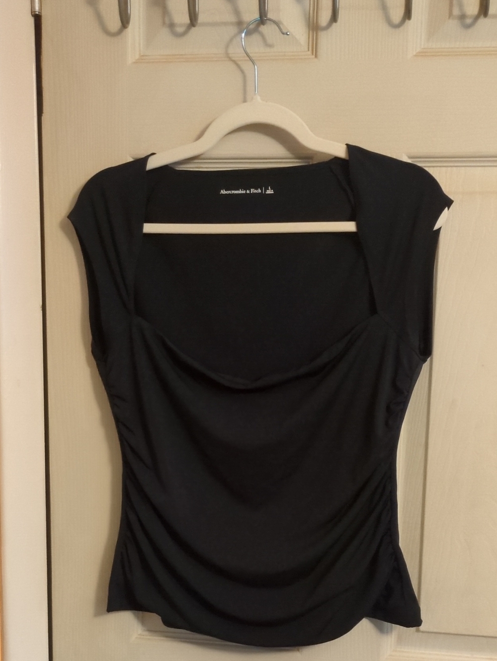 NWOT Abercrombie & Fitch Large Slinky Ava (Portrait Neck) Black Top